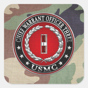 US Marines: Chief Warrant Three (USMC CWO-3) [3D] Square Sticker