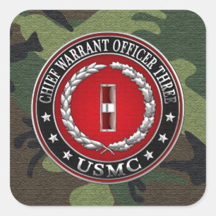 US Marines: Chief Warrant Three (USMC CWO-3) [3D] Square Sticker