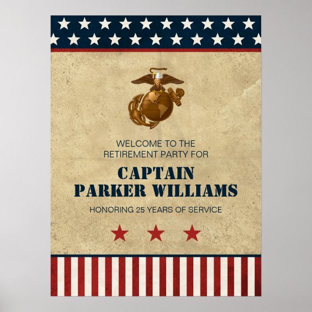 US Marines Corps Retirement Party Poster (Front)