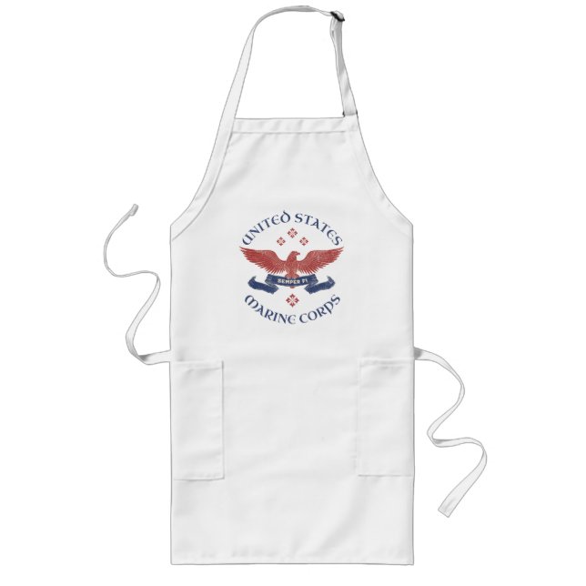 US MARINES Eagle RWB Patriotic Semper Fi Long Apron (Front)
