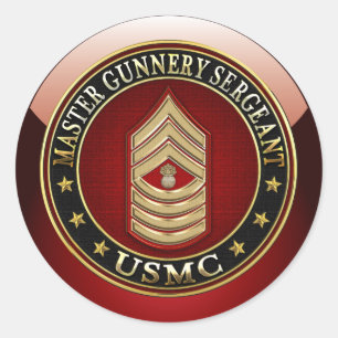 US Marines: Master Gunnery Sergeant (USMC MGySgt) Classic Round Sticker