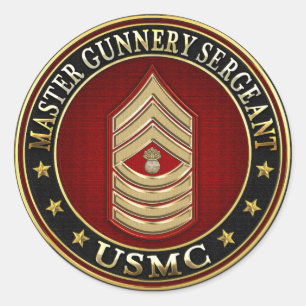 US Marines: Master Gunnery Sergeant (USMC MGySgt) Classic Round Sticker