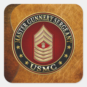 US Marines: Master Gunnery Sergeant (USMC MGySgt) Square Sticker