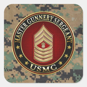 US Marines: Master Gunnery Sergeant (USMC MGySgt) Square Sticker