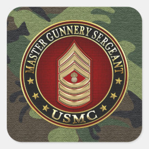 US Marines: Master Gunnery Sergeant (USMC MGySgt) Square Sticker
