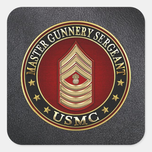 US Marines: Master Gunnery Sergeant (USMC MGySgt) Square Sticker (Front)