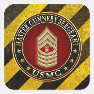 US Marines: Master Gunnery Sergeant (USMC MGySgt) Square Sticker