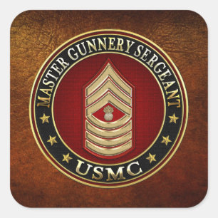 US Marines: Master Gunnery Sergeant (USMC MGySgt) Square Sticker
