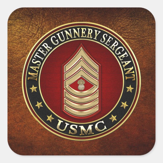 US Marines: Master Gunnery Sergeant (USMC MGySgt) Square Sticker (Front)