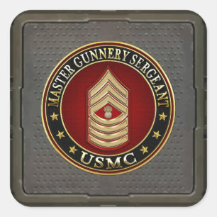 US Marines: Master Gunnery Sergeant (USMC MGySgt) Square Sticker