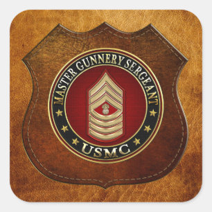 US Marines: Master Gunnery Sergeant (USMC MGySgt) Square Sticker