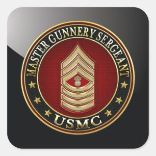 US Marines: Master Gunnery Sergeant (USMC MGySgt) Square Sticker