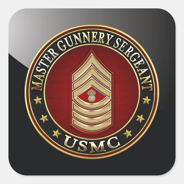 US Marines: Master Gunnery Sergeant (USMC MGySgt) Square Sticker (Front)