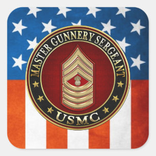 US Marines: Master Gunnery Sergeant (USMC MGySgt) Square Sticker