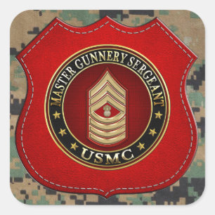 US Marines: Master Gunnery Sergeant (USMC MGySgt) Square Sticker