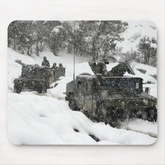 US Marines patrol in Khowst-Gardez Pass Mouse Mat (Front)