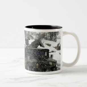 US Marines patrol in Khowst-Gardez Pass Two-Tone Coffee Mug
