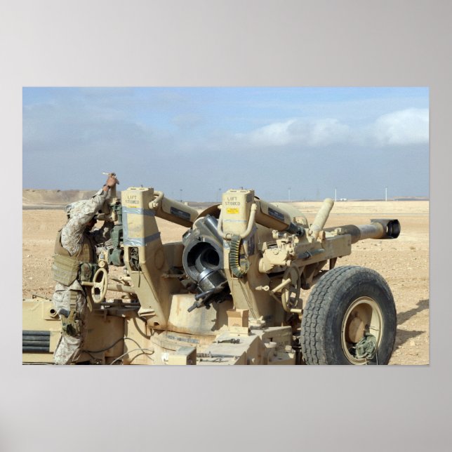 US Marines prepare to fire a howitzer 2 Poster (Front)