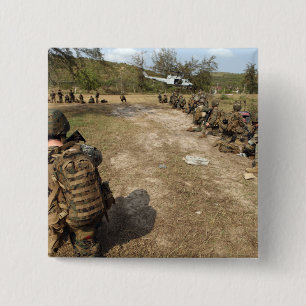 US Marines provide security as a UH-1N 15 Cm Square Badge