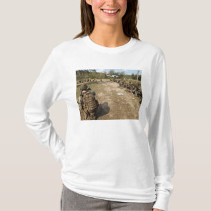 US Marines provide security as a UH-1N T-Shirt