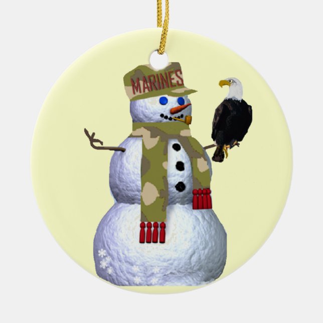 US Marines Snowman Ornament (Front)