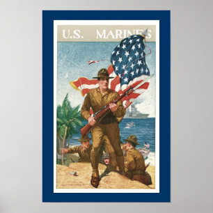 US Marines - w/Flag Poster