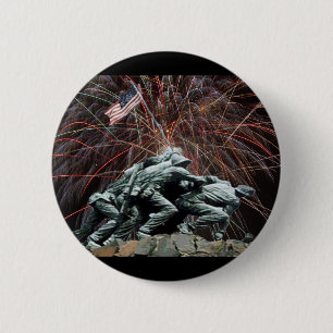 US Marines War Memorial Iwo Jima Fireworks 6 Cm Round Badge