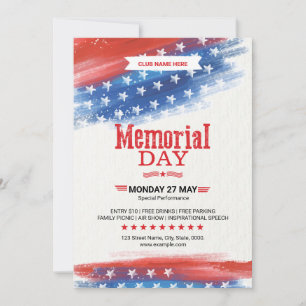 Us Memorial Day Celebration Flyer  Invitation