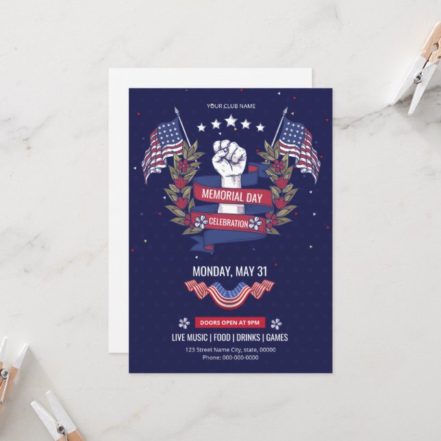 Us Memorial Day Event Flyer Template (Front/Back In Situ)