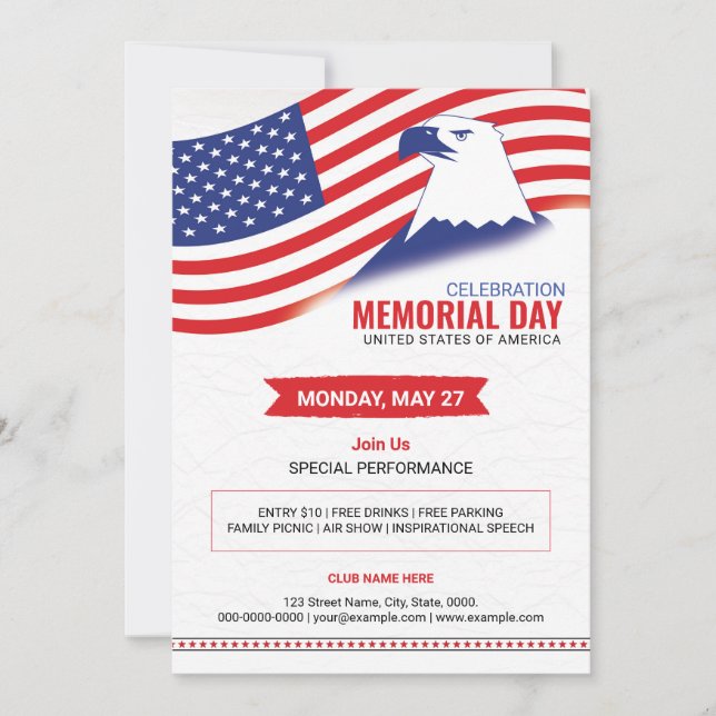 Us Memorial Day Party Flyer Template (Front)
