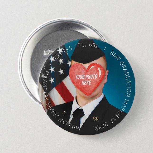 US Military Basic Training Boot Camp Graduation 3" 7.5 Cm Round Badge (Front & Back)