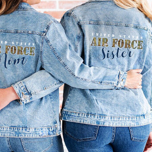 US Military Camouflage Air Force Mom Gift I USAF  Denim Jacket