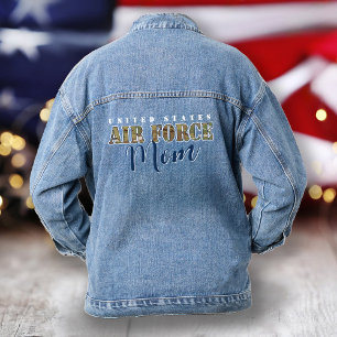 US Military Camouflage Air Force Mom Gift I USAF  Denim Jacket