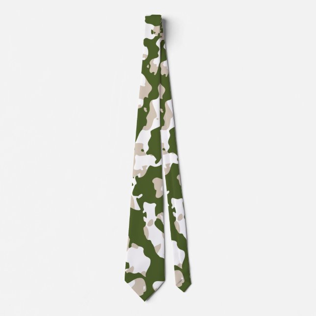 US Military Camouflage Green Camo Seamless Pattern Tie (Front)
