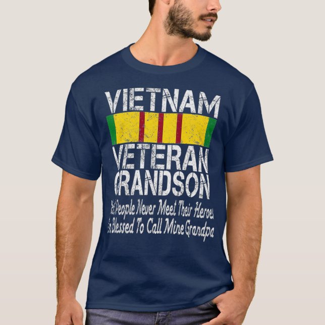 US Military Family Vietnam Veteran Grandson Gift T-Shirt (Front)