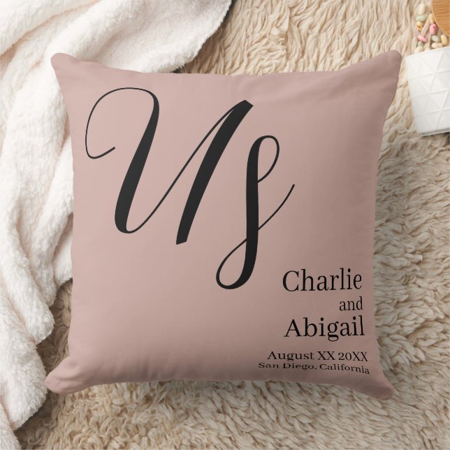 US Modern Romantic Wedding on Dusty Pink Cushion (Blanket)