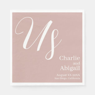 US Modern Romantic Wedding on Dusty Pink Napkin