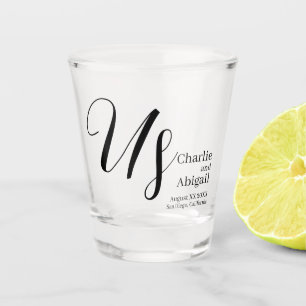 US Modern Romantic Wedding on White Shot Glass