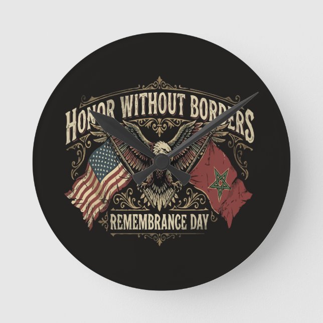 US-Morocco Remembrance Day | Honour Without Border Round Clock (Front)