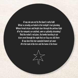 US National Anthem The Star - Spangled Banner Round Paper Coaster