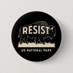 US National Park Resist Service Bison Buffalo 6 Cm Round Badge