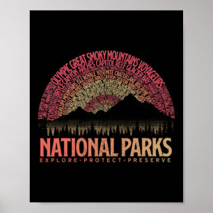Us National Parks Explore Protect Preserve Camping Poster