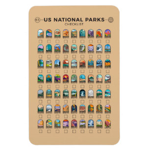 US National Parks of America Checklist Vintage  Magnet