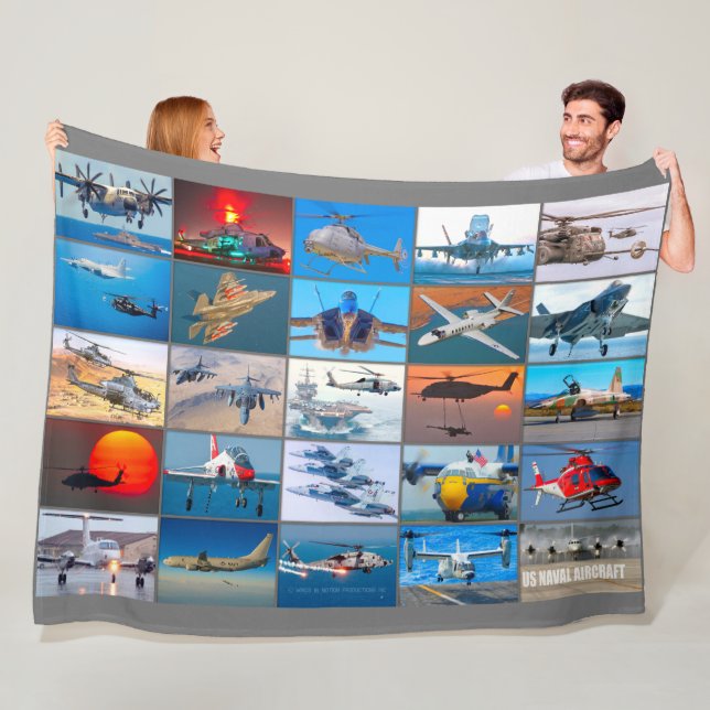 US NAVAL AIRCRAFT “MONTAGE” FLEECE BLANKET (In Situ)