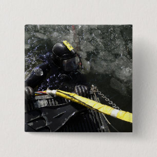 US Navy Diver gets ready to start his dive 15 Cm Square Badge