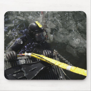 US Navy Diver gets ready to start his dive Mouse Mat
