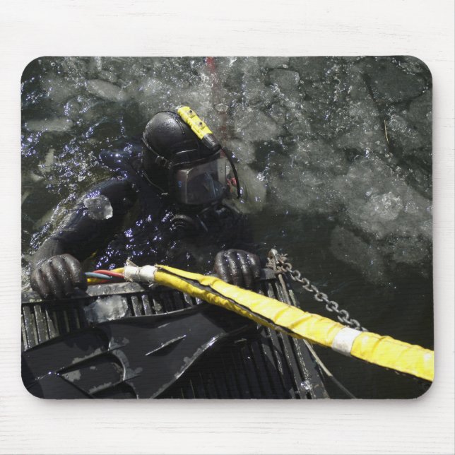 US Navy Diver gets ready to start his dive Mouse Mat (Front)