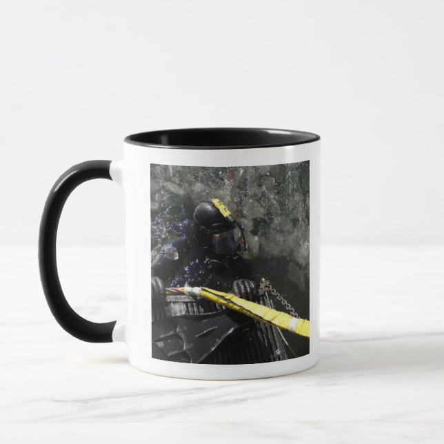 US Navy Diver gets ready to start his dive Mug (Left)