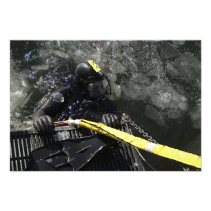 US Navy Diver gets ready to start his dive Photo Print