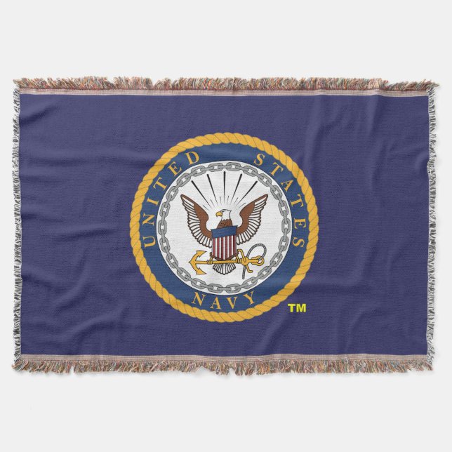 US Navy Emblem Throw Blanket (Front)